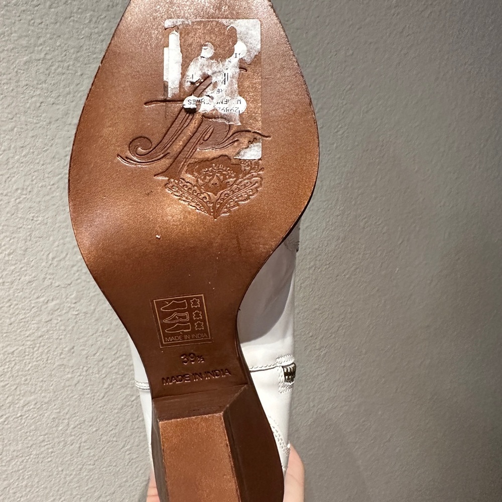 Free People White Western-Inspired Leather Ankle Boots - Picture 7 of 8